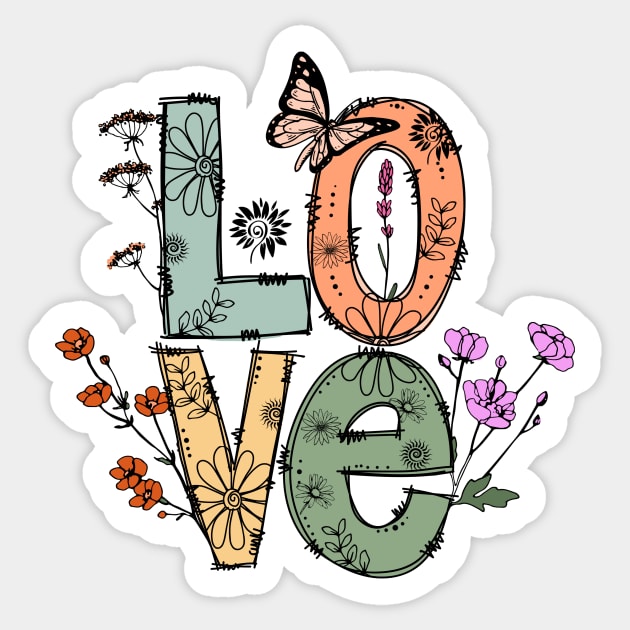 Love Floral Design Sticker by The WYLD Tribe